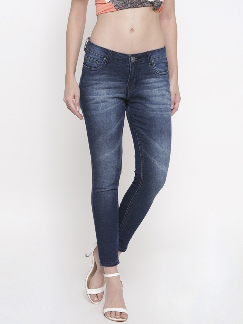 

People Women Blue Skinny Fit Mid-Rise Clean Look Stretchable Jeans