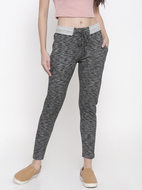 

People Women Grey Melange Regular Fit Self Design Joggers