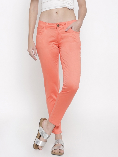 

People Women Orange Regular Fit Solid Regular Trousers