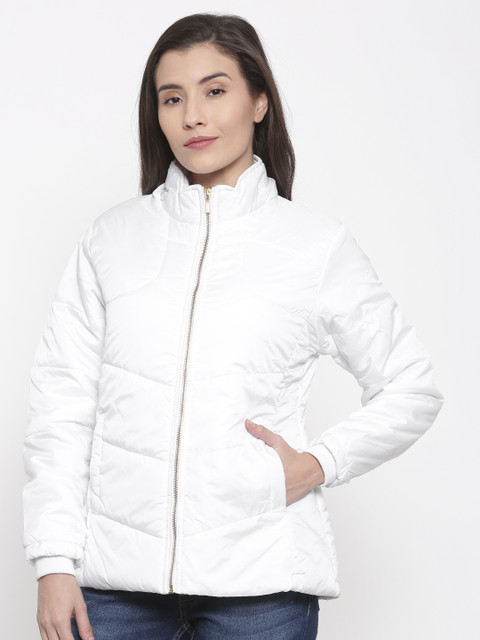 

People Women Off-White Solid Puffer Jacket