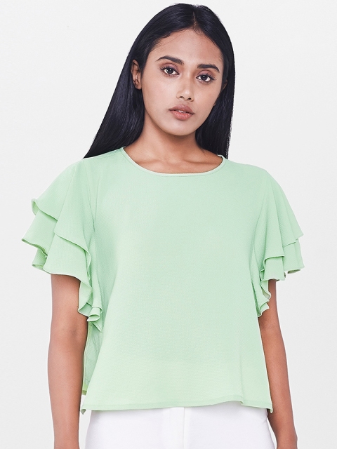 

AND Women Green Solid Top