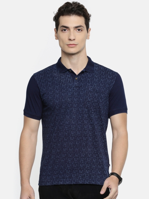 

Parx Men Navy Printed Polo Collar T-shirt, Navy blue