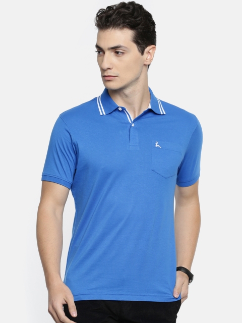 

Parx Men Blue Solid Polo Collar T-shirt