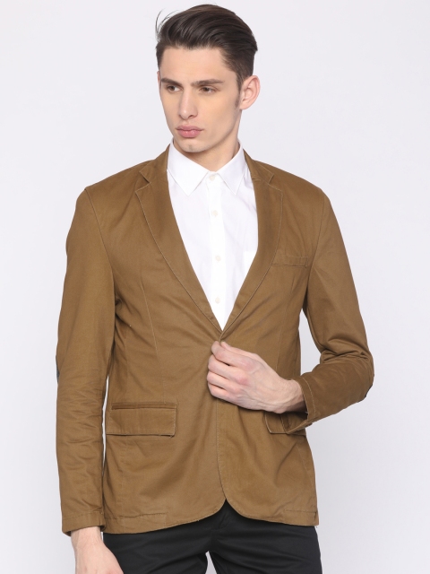 

Parx Khaki Slim Fit Single-Breasted Casual Blazer