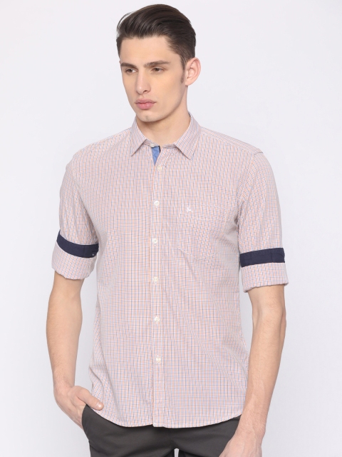 

Parx Men White & Orange Slim Fit Checked Casual Shirt