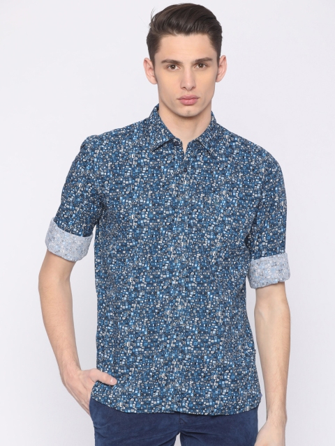 

Parx Men Blue Slim Fit Printed Casual Shirt