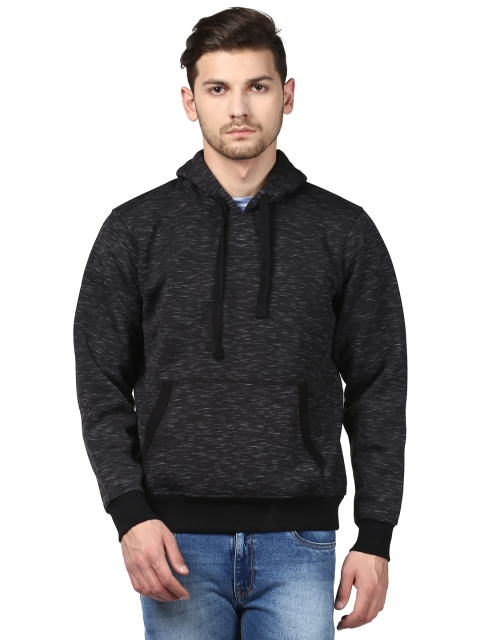 

Parx Men Black Solid Hooded Sweatshirt
