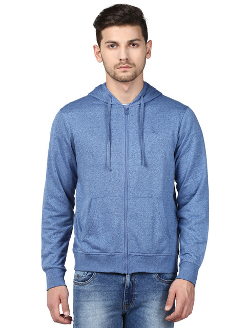 

Parx Men Blue Solid Hooded Sweatshirt