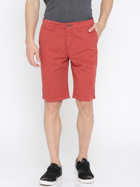

Nature Casuals Men Red Solid Slim Fit Chino Shorts