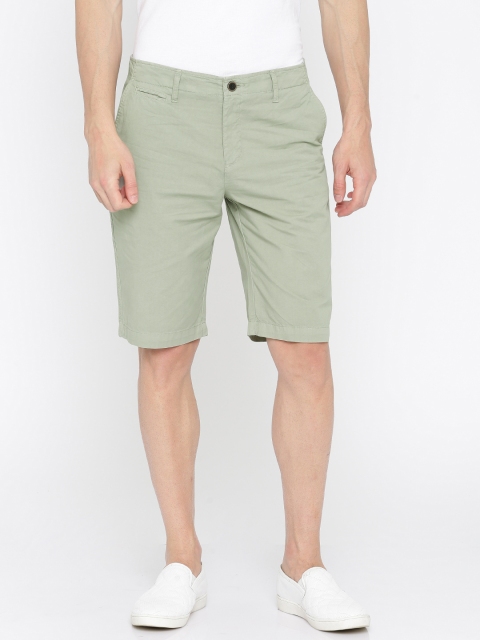 

Nature Casuals Men Green Solid Slim Fit Chino Shorts