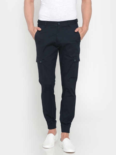 

Nature Casuals Men Navy Regular Fit Solid Cargos, Navy blue