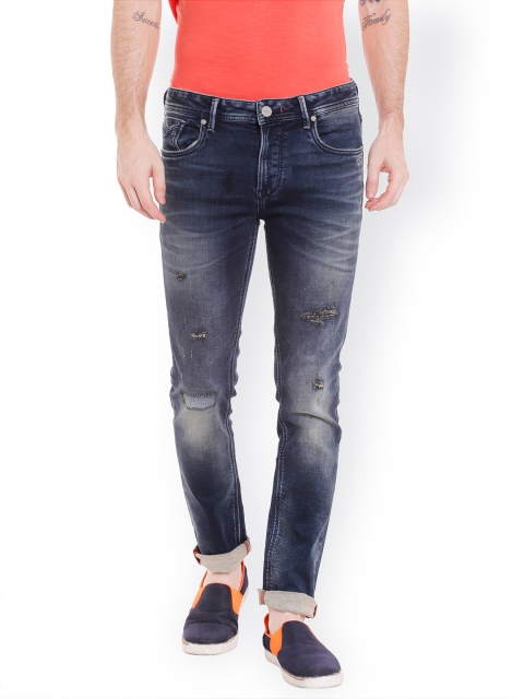 

Killer Men Blue Regular Fit Mid-Rise Low Distress Jeans