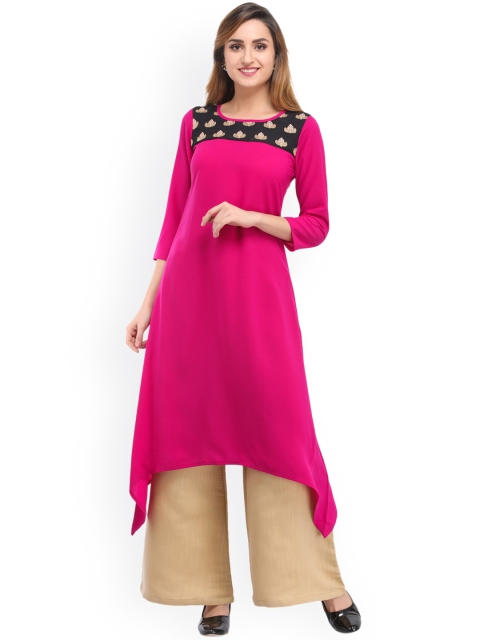 

Cottinfab Women Pink & Beige Yoke Design Kurta with Palazzos