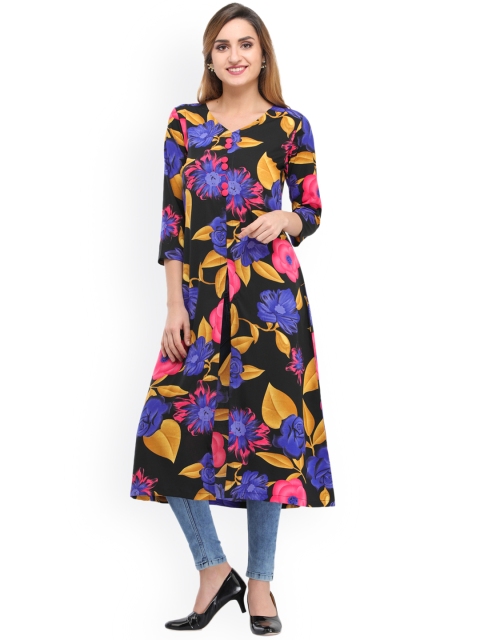 

Cottinfab Women Multicoloured Floral Printed Straight Kurta, Multi
