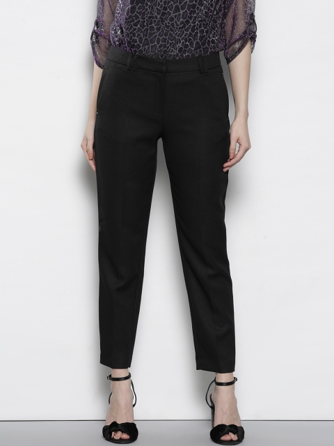 

DOROTHY PERKINS Women Black Slim Fit Self-Design Trousers