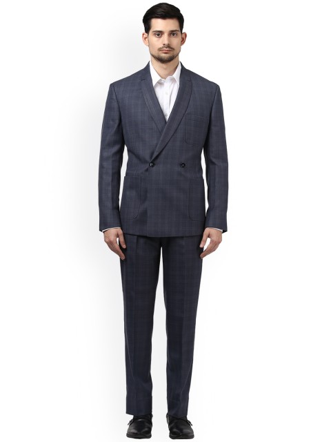 

Park Avenue Men Grey Woven Double-Breasted Slim Fit Formal Suit