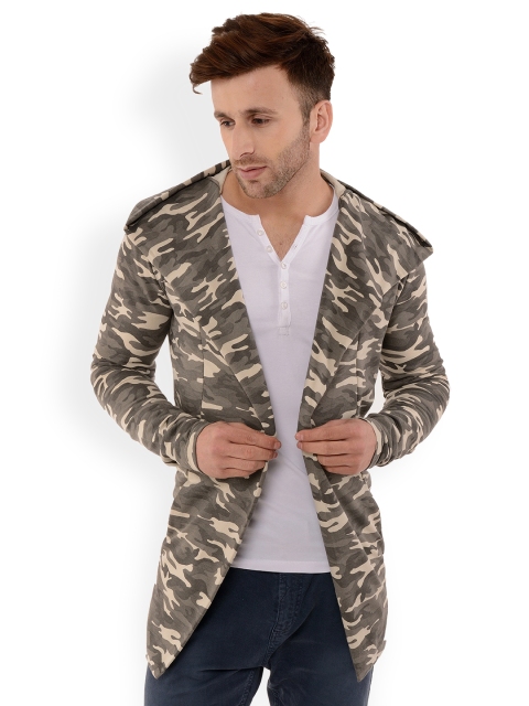 

Tinted Men Camoflauge Printed Hooded Sweatshirt, Olive