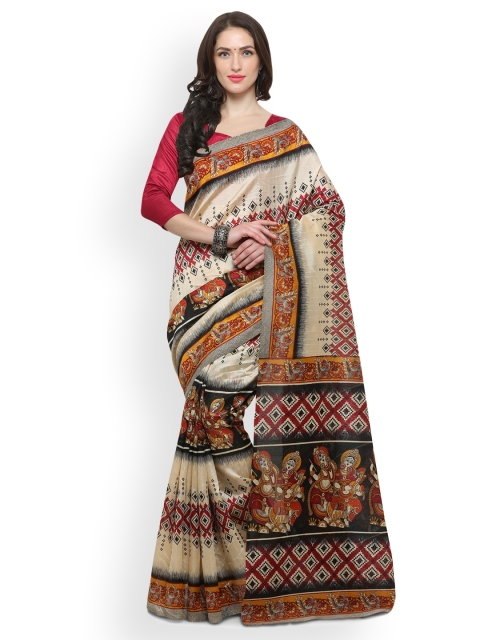 

Saree mall Beige Art Silk Printed Bhagalpuri Saree