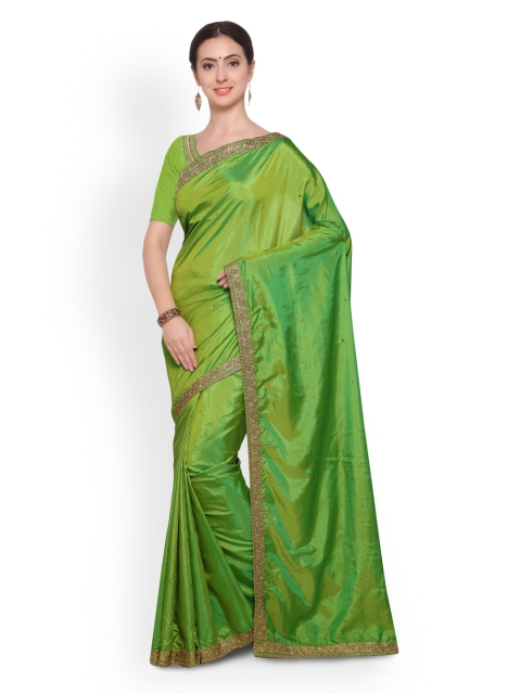 

Saree mall Green Embellished Silk Blend Saree