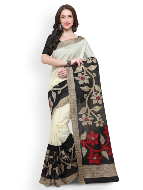 

Saree mall Off-White Art Silk Printed Bhagalpuri Saree