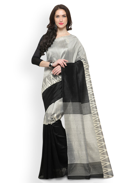 

Saree mall Grey Art Silk Printed Bhagalpuri Saree