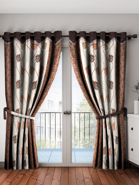 

Home Sizzler Brown & Beige Set of 2 Long Door Curtains