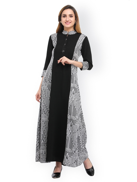 

Cottinfab Women Black Printed Maxi Dress