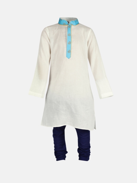 

YK Boys Off-White Solid Kurta with Churidar