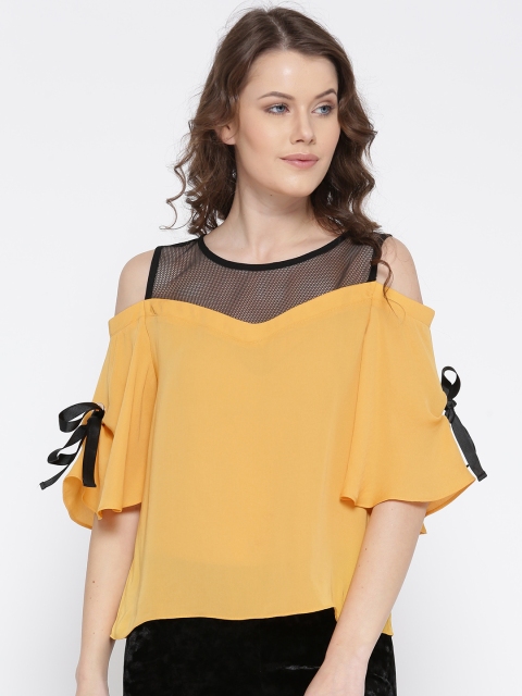 

Madame Women Mustard Yellow Solid A-Line Top