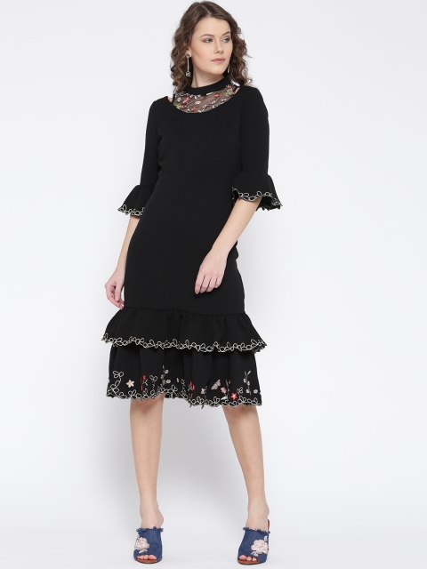 

Madame Women Black Solid Sheath Dress