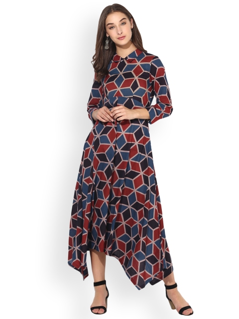 

Varanga Women Multicoloured Printed A-Line Dress, Multi