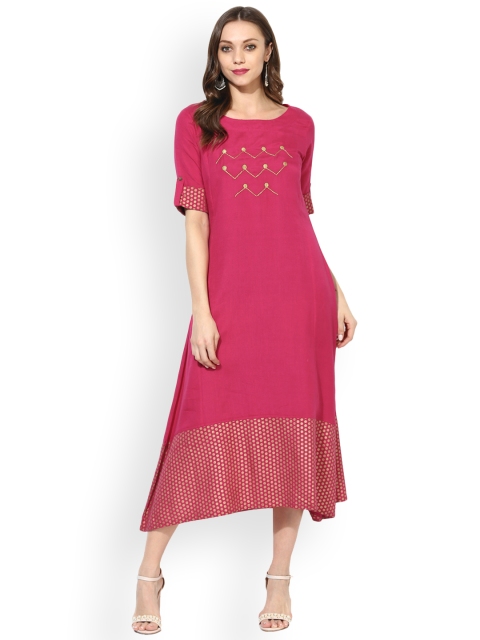 

Varanga Women Pink Printed A-Line Dress