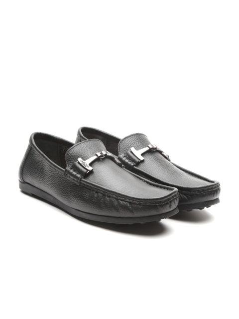

Carlton London Men Black Leather Horsebit Loafers