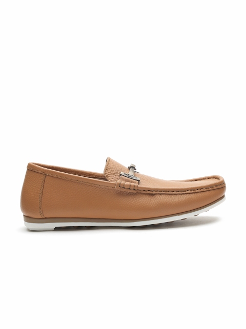 

Carlton London Men Tan Brown Leather Horsebit Loafers