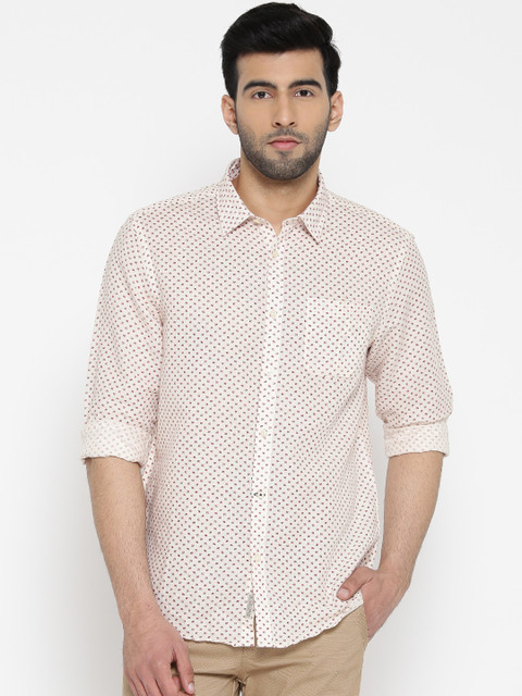 

Blackberrys Men Off-White & Red Smart Fit Floral Print Casual Shirt