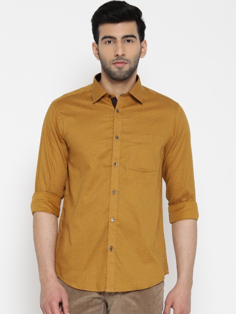 

Blackberrys Men Mustard Yellow Slim Fit Printed Casual Shirt