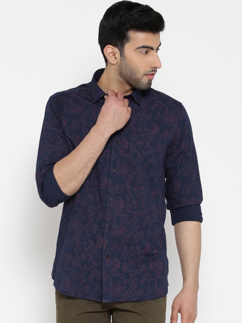 

Blackberrys Men Navy & Pink Slim Fit Printed Casual Shirt, Navy blue