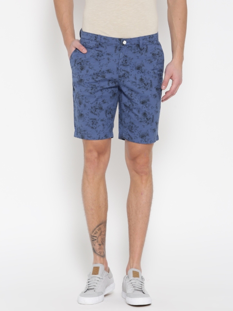 

Blackberrys Men Blue Printed Chino Shorts