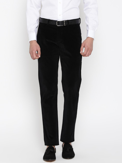 

Blackberrys Men Black Sharp Regular Fit Corduroy Casual Trousers