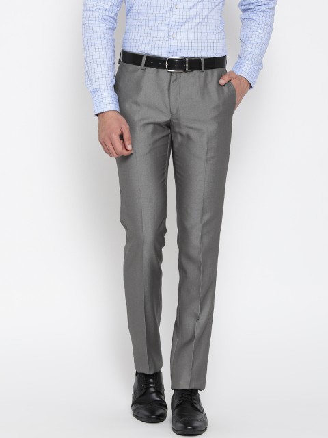 

Blackberrys Men Grey Sharp Fit Solid Formal Trousers