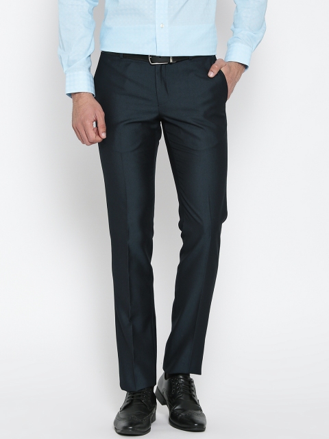 

Blackberrys Men Navy Blue Sharp Fit Solid Formal Trousers