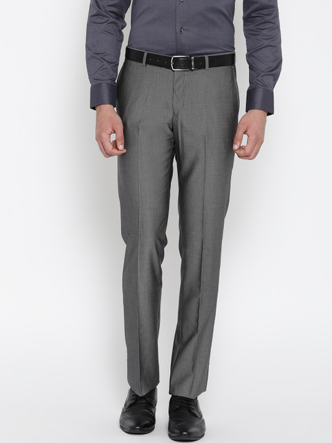 

Blackberrys Men Grey Sharp Regular Fit Solid Formal Trousers