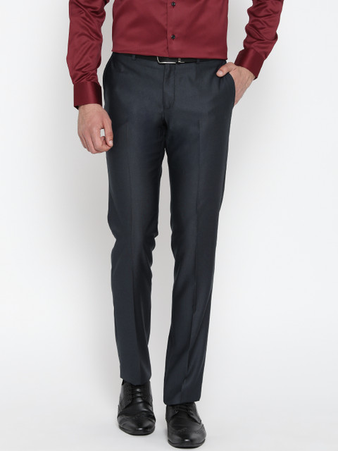 

Blackberrys Men Navy Blue Sharp Regular Fit Solid Formal Trousers