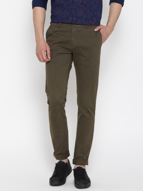 

Blackberrys Men Green Printed Regular Trousers