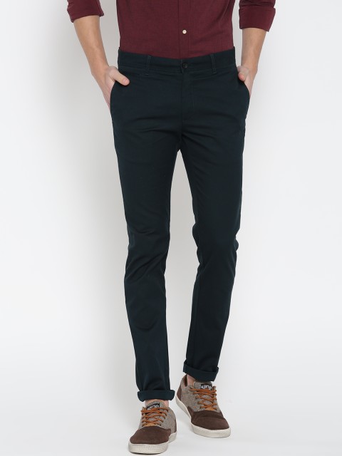 

Blackberrys Men Navy Blue Sharp Regular Fit Solid Casual Trousers