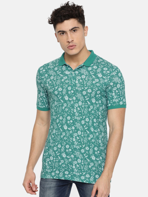 

Blackberrys Men Blue & White Printed Polo Collar T-shirt