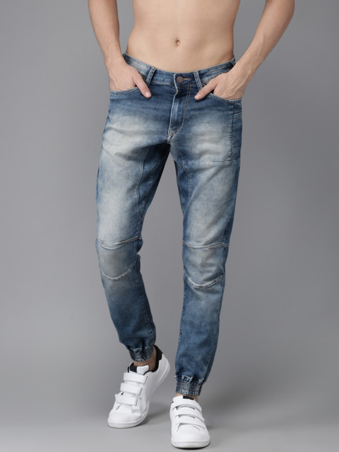 

HERE&NOW Men Blue Jogger Mid-Rise Clean Look Stretchable Jeans