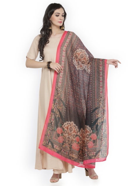 

Varanga Multicoloured & Pink Printed Chanderi Dupatta, Multi
