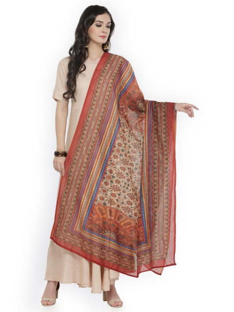 

Varanga Multicoloured & Red Printed Chanderi Dupatta, Multi