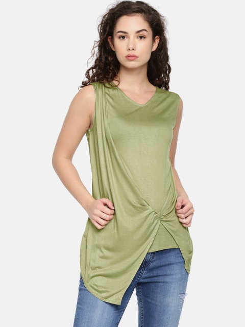 

109F Women Green Solid Top